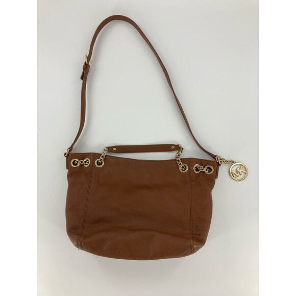 Michael Kors, brown leather crossbody gold chain - Picture 1 of 16